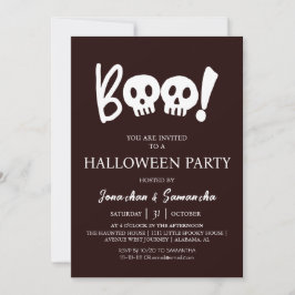 Eenvoudige Spooky Boo Skull Halloween Party Kaart