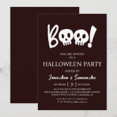 Eenvoudige Spooky Boo Skull Halloween Party Kaart (Voorkant / Achterkant)