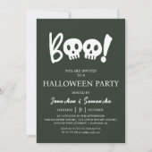 Eenvoudige Spooky Boo Skull Halloween Party Kaart (Voorkant)