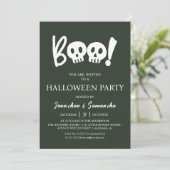 Eenvoudige Spooky Boo Skull Halloween Party Kaart (Staand voorkant)