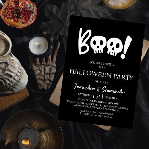 Eenvoudige Spooky Boo Skull Halloween Party Kaart