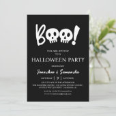 Eenvoudige Spooky Boo Skull Halloween Party Kaart (Staand voorkant)