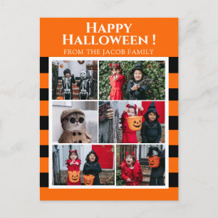 Eenvoudige Spooky Boo Strip gelukkig Halloween 6 F Feestdagenkaart