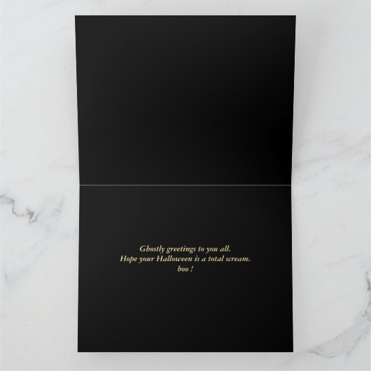 Eenvoudige spooky familie gelukkig Halloween pompo Kaart (Binnen)