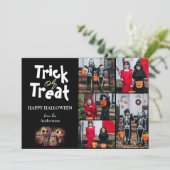 Eenvoudige Spooky pompoen Halloween Fotocollage Feestdagenkaart (Staand voorkant)