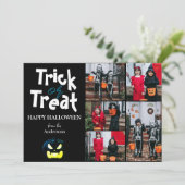 Eenvoudige Spooky pompoen Halloween Fotocollage Feestdagenkaart (Staand voorkant)