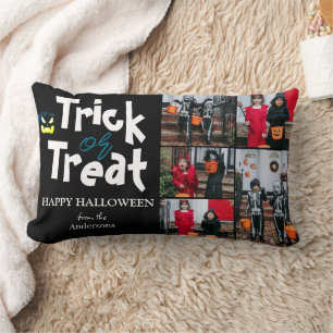 Eenvoudige Spooky pompoen Halloween Fotocollage Kussen