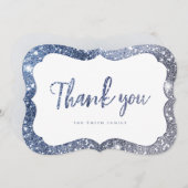 Eenvoudige sprankelblauwe glitter dank u kaart (Voorkant / Achterkant)