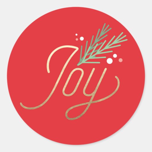 Eenvoudige Sprig Faux Folie kerstfeestdag Ronde Sticker (Voorkant)