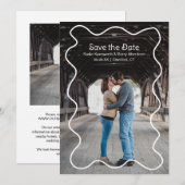 Eenvoudige Squiggle Lijst Foto Moderne bruiloft Save The Date (Voorkant / Achterkant)