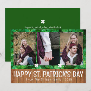 Eenvoudige St. Patrick's Day Shamrocks familie 3 f Feestdagenkaart