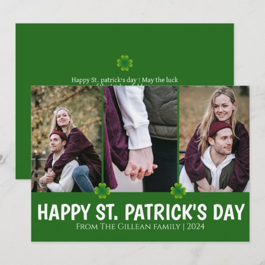 Eenvoudige St. Patrick's Day Shamrocks familie 3 f Feestdagenkaart (Voorkant / Achterkant)