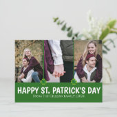 Eenvoudige St. Patrick's Day Shamrocks familie 3 f Feestdagenkaart (Staand voorkant)