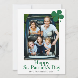 Eenvoudige St. Patrick's day Shamrocks familie fot Feestdagenkaart