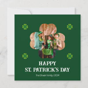 Eenvoudige St. Patrick's day Shamrocks familie fot Feestdagenkaart