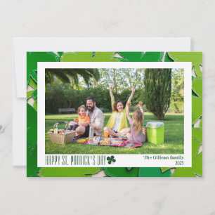 Eenvoudige St. Patrick's day Shamrocks familie fot Feestdagenkaart