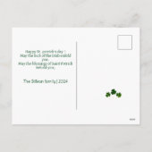 Eenvoudige St. Patrick's day Shamrocks familie fot Feestdagenkaart (Achterkant)