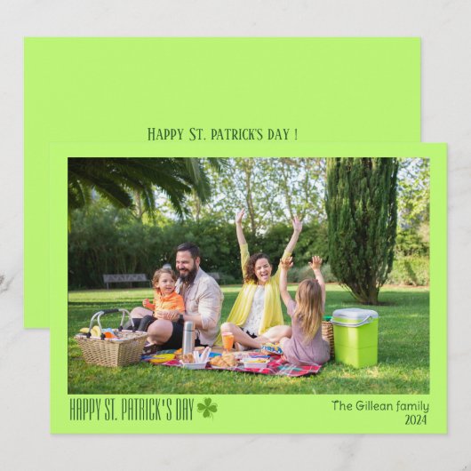 Eenvoudige St. Patrick's day Shamrocks familie fot Feestdagenkaart (Voorkant / Achterkant)