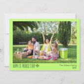 Eenvoudige St. Patrick's day Shamrocks familie fot Feestdagenkaart (Voorkant)