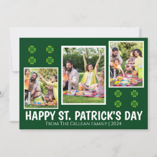 Eenvoudige St. Patrick's day Shamrocks familie fot Feestdagenkaart