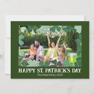 Eenvoudige St. Patrick's day Shamrocks familie fot Feestdagenkaart