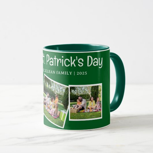 Eenvoudige St. Patrick's day Shamrocks familie fot Mok (Voorkant rechts)
