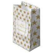 Eenvoudige Star Gold- en White-kersttas Klein Cadeauzakje (Voorkant Gekanteld)