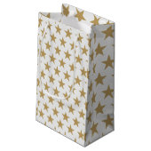 Eenvoudige Star Gold- en White-kersttas Klein Cadeauzakje (Achterkant Gekanteld)