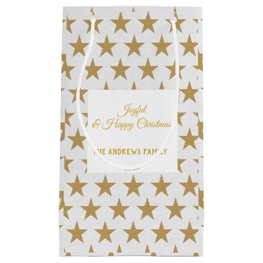 Eenvoudige Star Gold- en White-kersttas Klein Cadeauzakje (Voorkant)