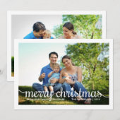 Eenvoudige Star Merry-kerstkaart met twee fotofees Feestdagenkaart (Voorkant / Achterkant)