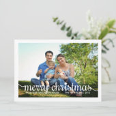 Eenvoudige Star Merry-kerstkaart met twee fotofees Feestdagenkaart (Staand voorkant)