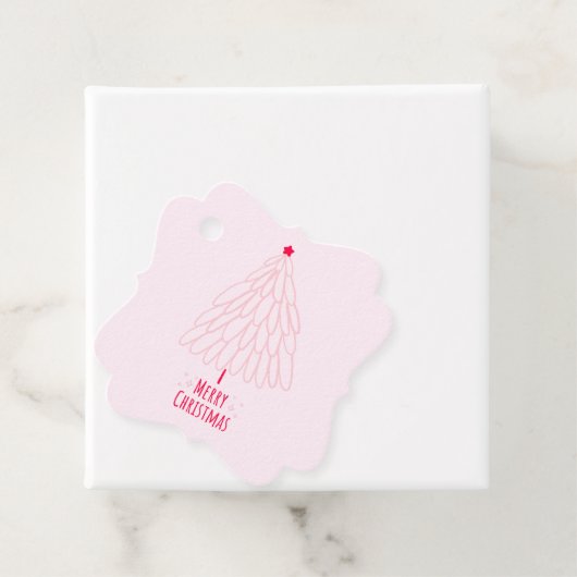 Eenvoudige Star Tree Mid Mod Vrolijk Kerstfeest Bedankjes Labels (In situ)