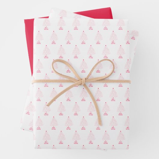 Eenvoudige Star Tree Mid Mod Vrolijk Kerstfeest Inpakpapier Vel (In situ)