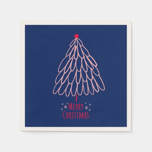 Eenvoudige Star Tree Mid Mod Vrolijk Kerstfeest Servet (Voorkant)
