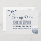 Eenvoudige Starfish & Zand Dollar sparen de Datum Aankondigingskaart (Voorkant / Achterkant)