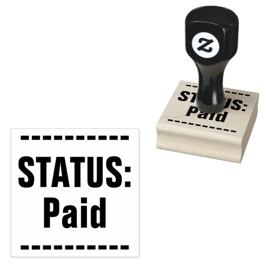 Eenvoudige "STATUS: betaald" Rubberstempel (Gestempeld)