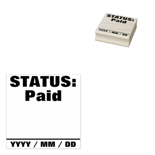 Eenvoudige "STATUS: betaald" Rubberstempel (Gestempeld)