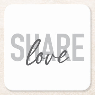 Eenvoudige, stedelijke, trendy, moderne Share Love Kartonnen Onderzetters