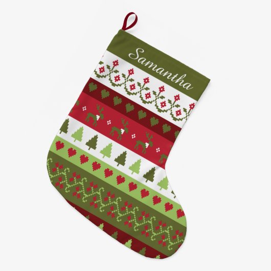 Eenvoudige Steek Kous Grote Kerstsok (Voorkant (Hangend))