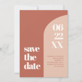 Eenvoudige stekelbaars terracotta save the date (Voorkant)
