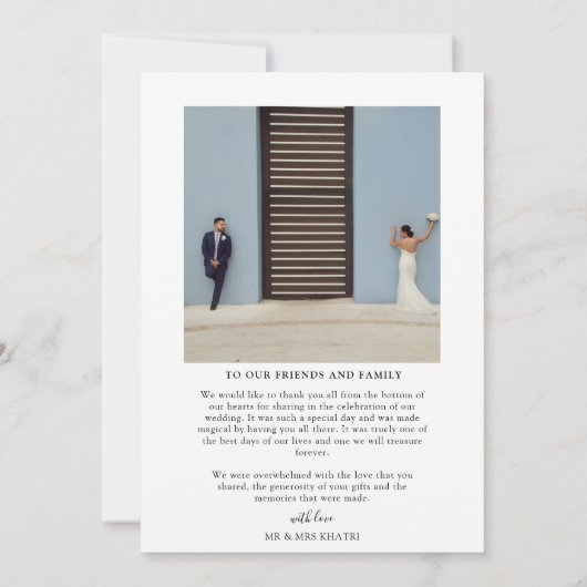 Eenvoudige stembrieffoto van Elegant Weddenschap H Bedankkaart (Achterkant)