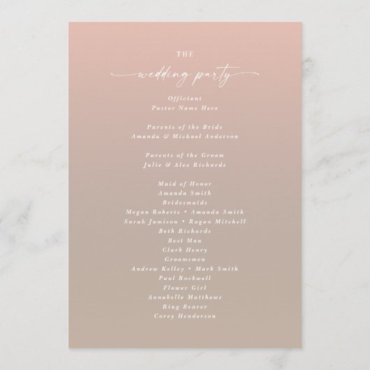 Eenvoudige stemuitreikingsceremonie van Ombre Blus Programmakaart (Achterkant)