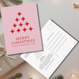 Eenvoudige ster boom roze rood Prettig kerstfeest Feestdagenkaart