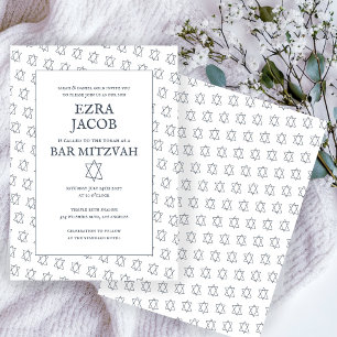 Eenvoudige ster van David Custom B'nai Bat Bar Mit Kaart