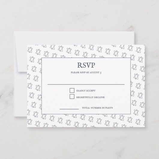 Eenvoudige ster van David Custom B'nai Bat Bar Mit RSVP Kaartje (Voorkant)