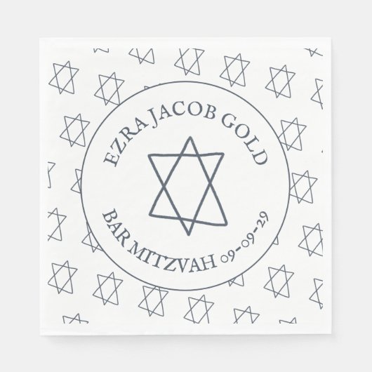 Eenvoudige ster van David Custom B'nai Bat Bar Mit Servet (Voorkant)