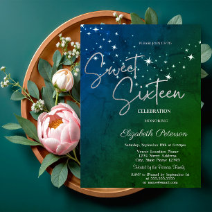 Eenvoudige sterren Groen Sweet 16  Kaart