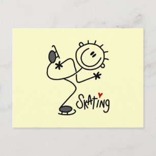 Eenvoudige Stick Figure IJsschaatsen T-shirts en C Briefkaart