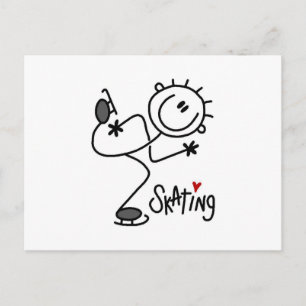 Eenvoudige Stick Figure IJsschaatsen T-shirts en C Briefkaart