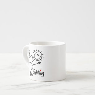 Eenvoudige Stick Figure IJsschaatsen T-shirts en C Espresso Kop